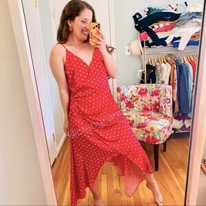 HANEY Red White Polka Dot Maxi Olivia Dress 12